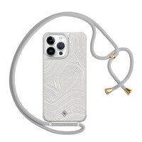 Casimoda iPhone 13 Pro Max hoesje met grijs koord - Abstract painted waves