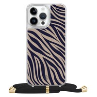 Casimoda iPhone 13 Pro Max hoesje met zwart koord - Chevron navy