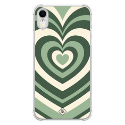 Casimoda iPhone XR shockproof hoesje - Groen hart swirl