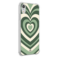Casimoda iPhone XR shockproof hoesje - Groen hart swirl