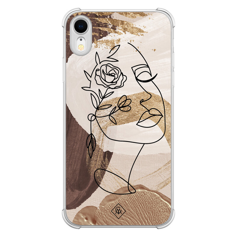 Casimoda iPhone XR shockproof hoesje - Abstract gezicht bruin