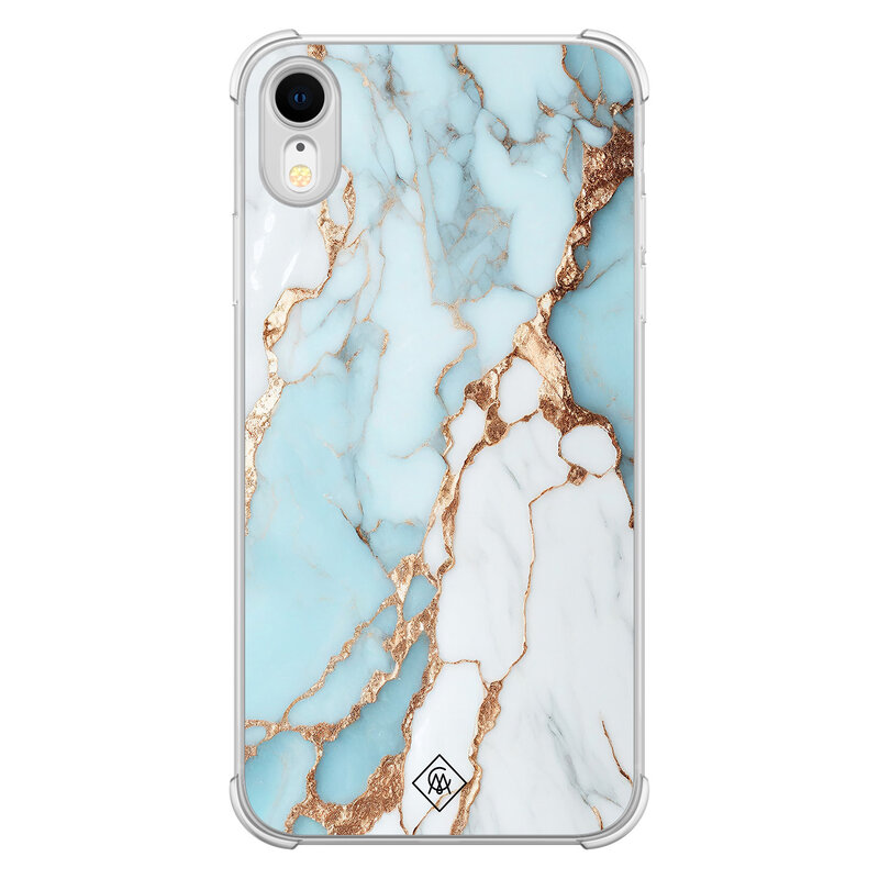 Casimoda iPhone XR shockproof hoesje - Marmer lichtblauw
