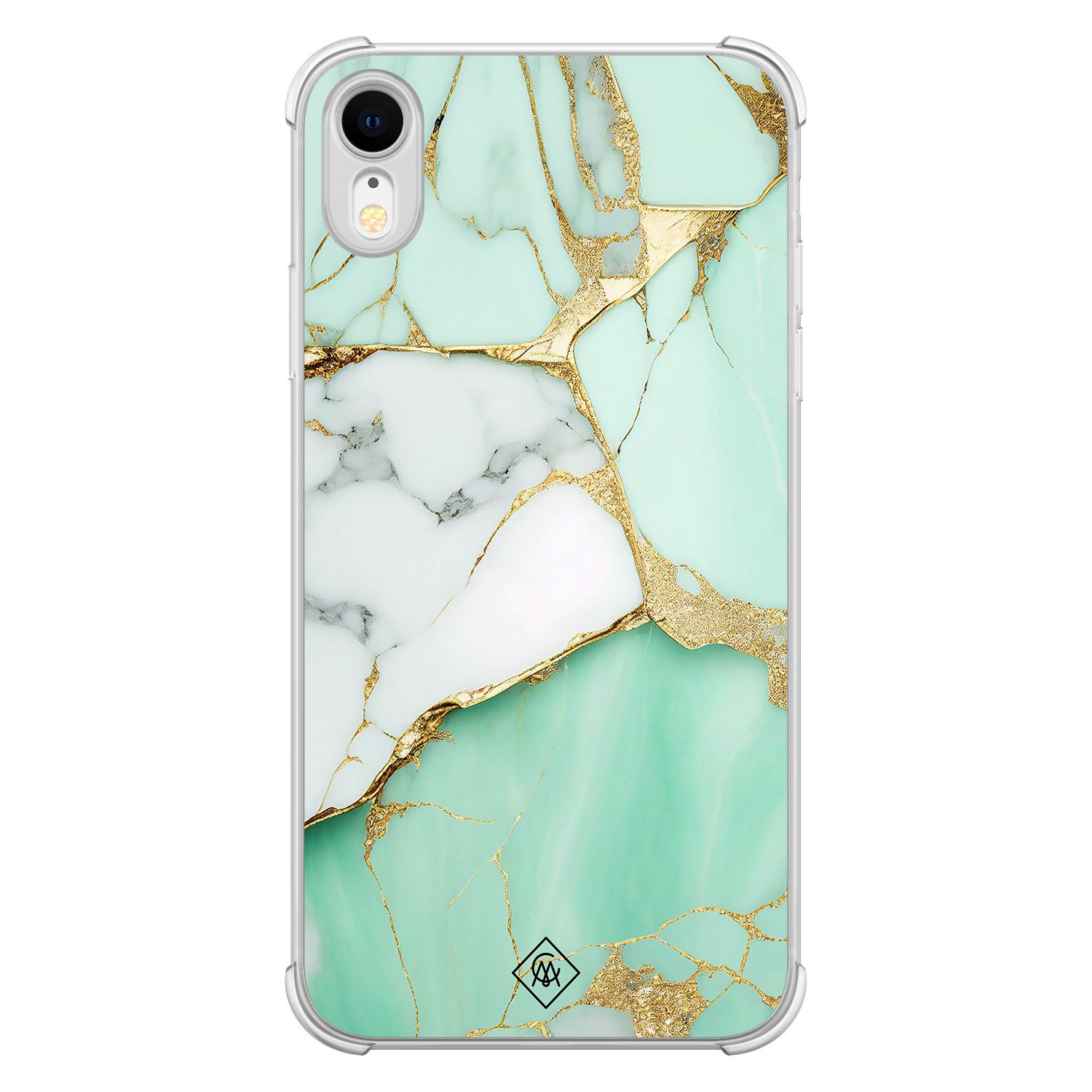 iPhone XR shockproof hoesje - Marmer mintgroen