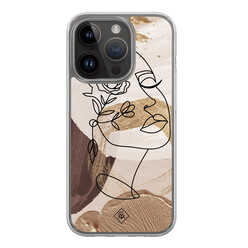 Casimoda iPhone 13 Pro hybride hoesje - Abstract gezicht bruin