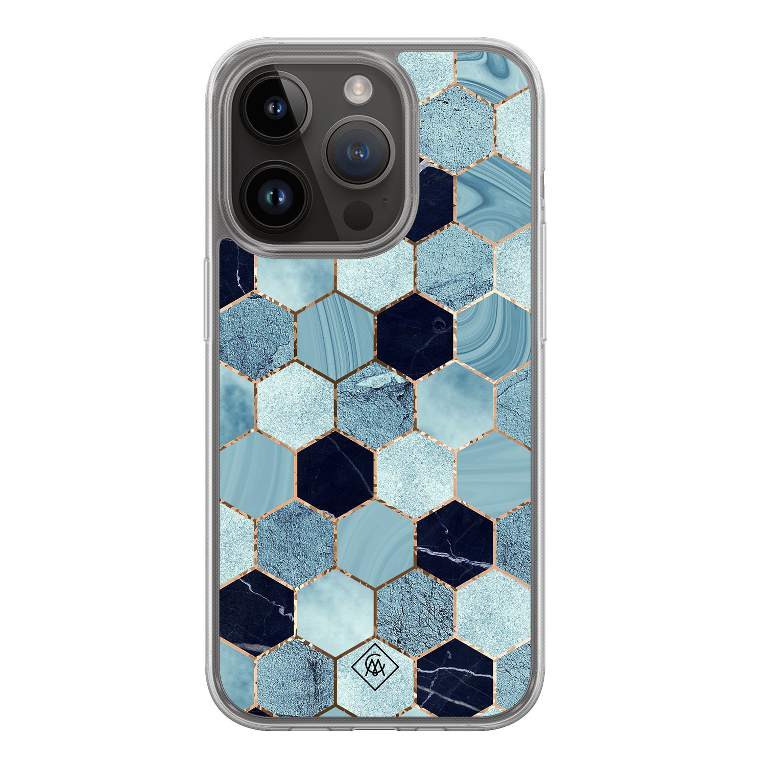 iPhone 13 Pro hybride hoesje - Blue cubes
