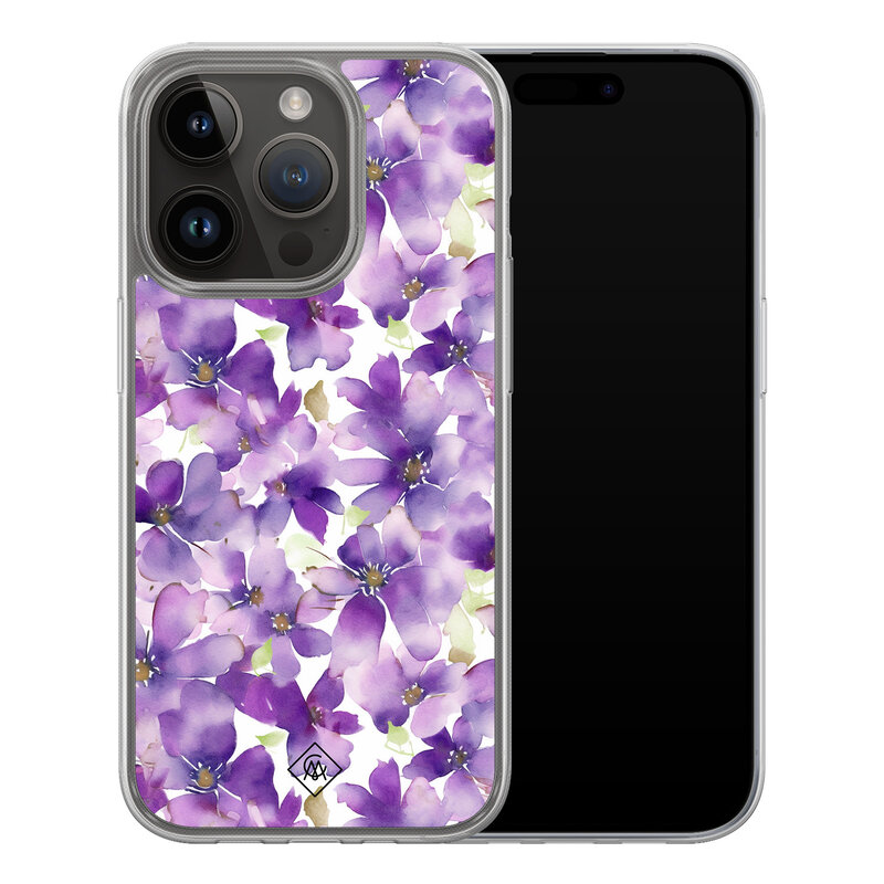 Casimoda iPhone 13 Pro hybride hoesje - Floral violet