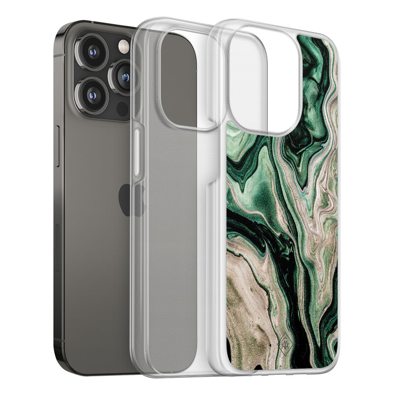 Casimoda iPhone 13 Pro hybride hoesje - Green waves