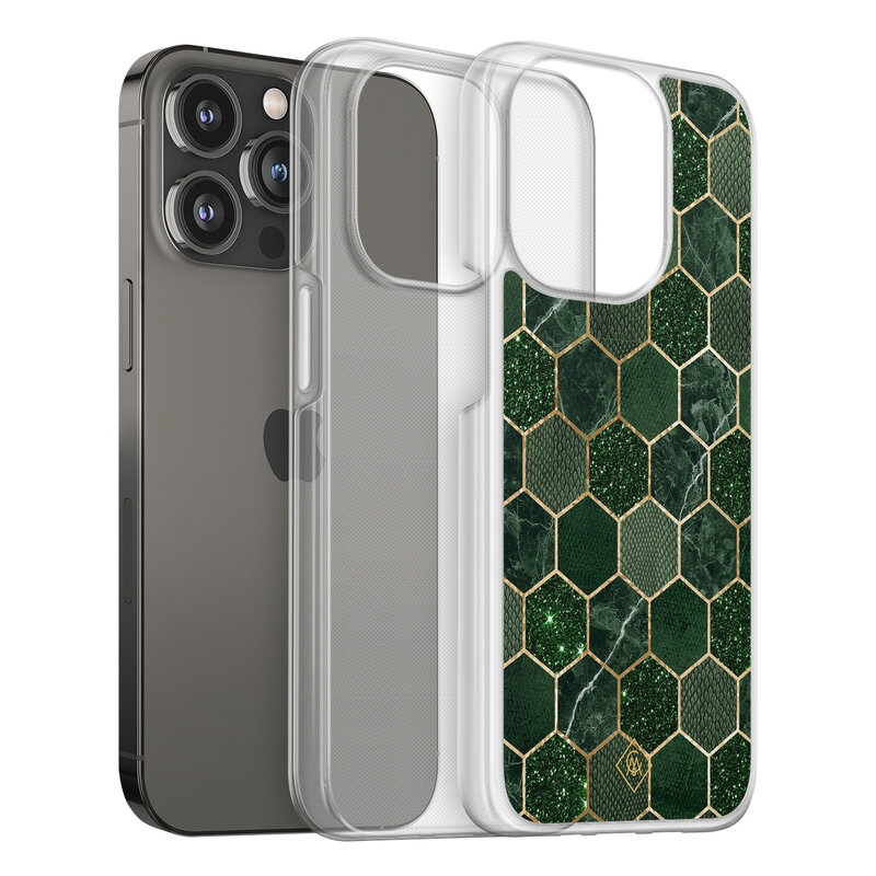 Casimoda iPhone 13 Pro hybride hoesje - Kubus groen