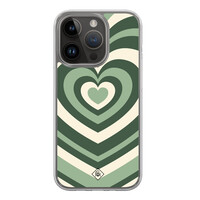 Casimoda iPhone 13 Pro hybride hoesje - Groen hart swirl