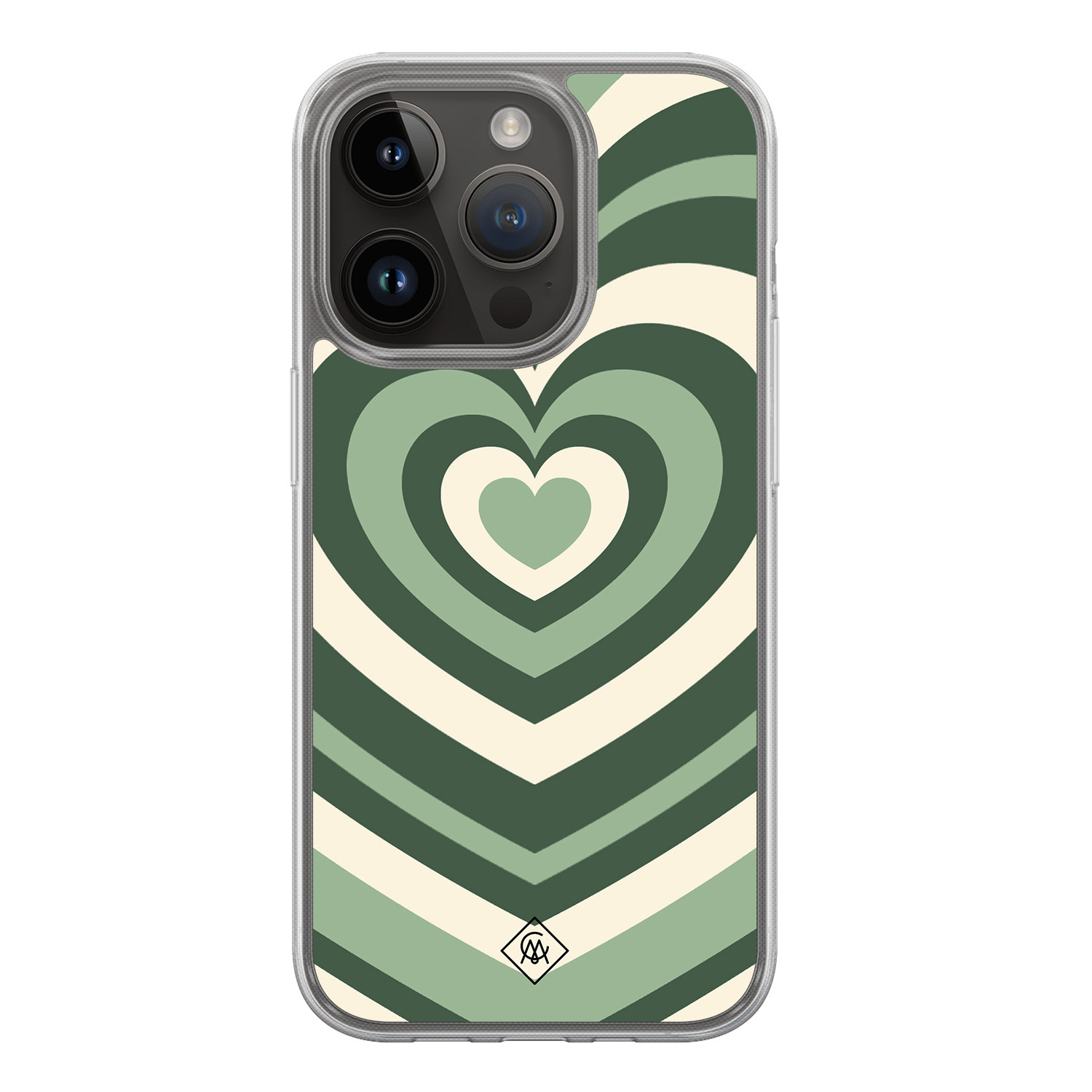 iPhone 13 Pro hybride hoesje - Groen hart swirl