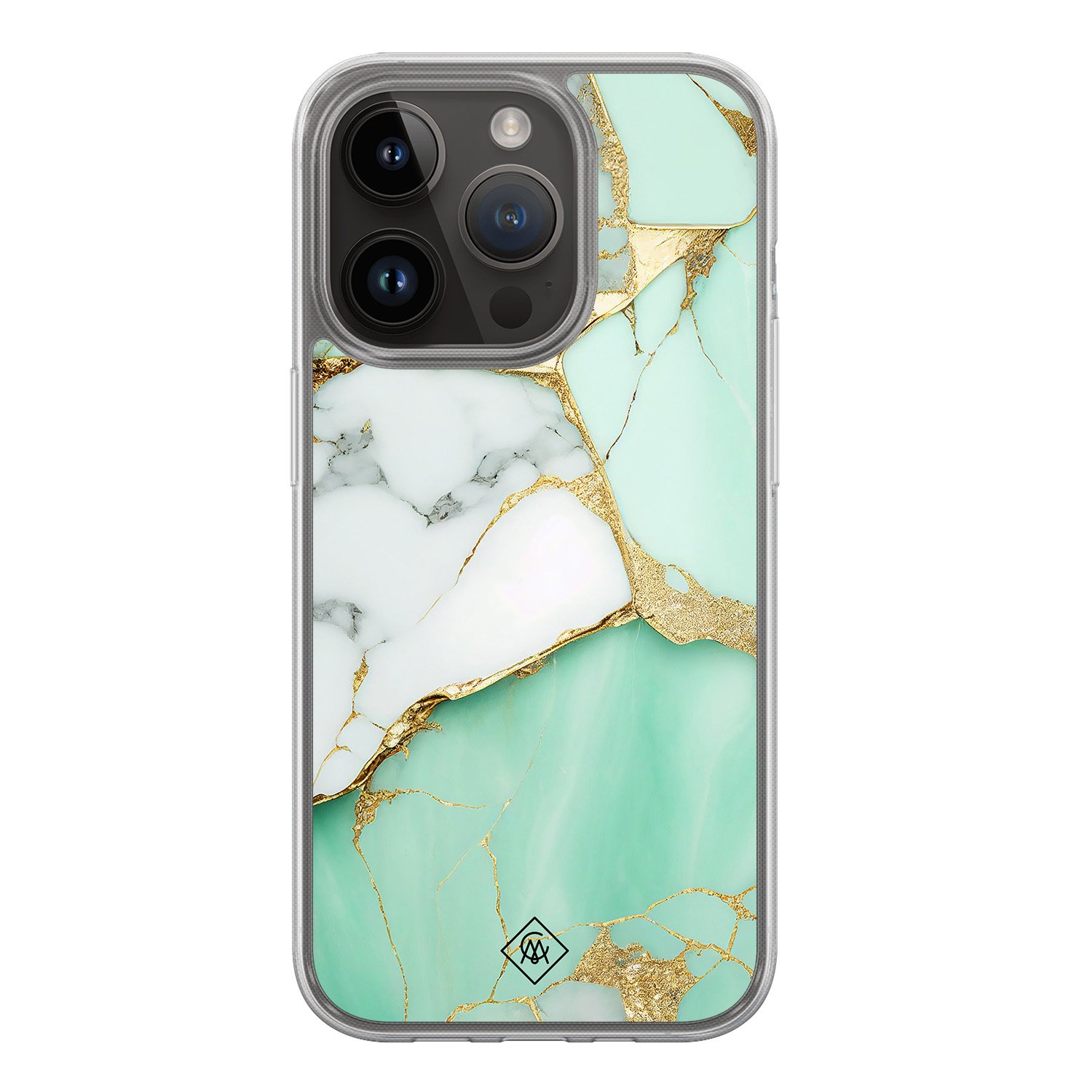 iPhone 13 Pro hybride hoesje - Marmer mintgroen