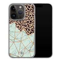 Casimoda iPhone 13 Pro hybride hoesje - Luipaard marmer mint