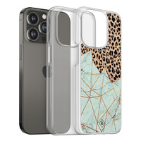 Casimoda iPhone 13 Pro hybride hoesje - Luipaard marmer mint