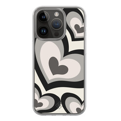 Casimoda iPhone 13 Pro hybride hoesje - Hart swirl zwart