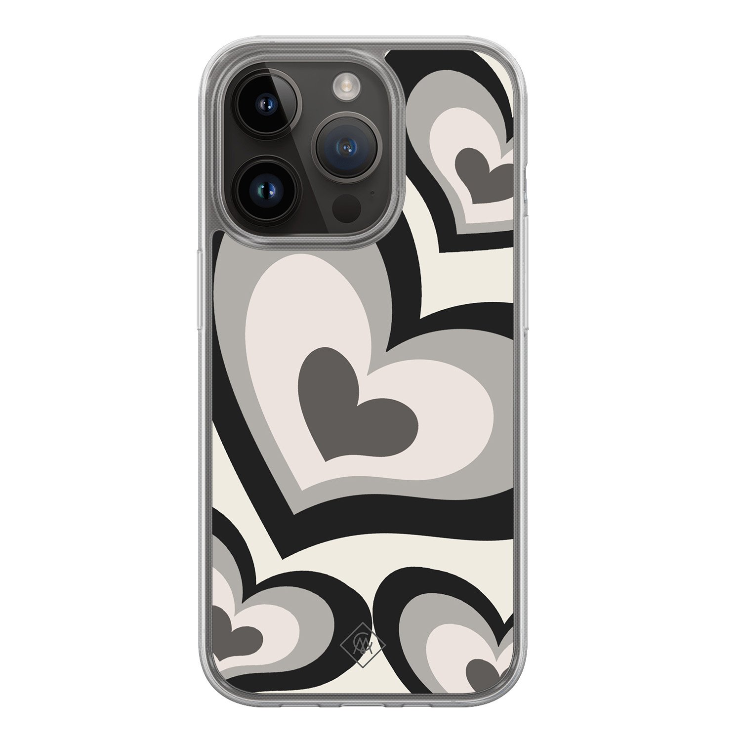 iPhone 13 Pro hybride hoesje - Hart swirl zwart