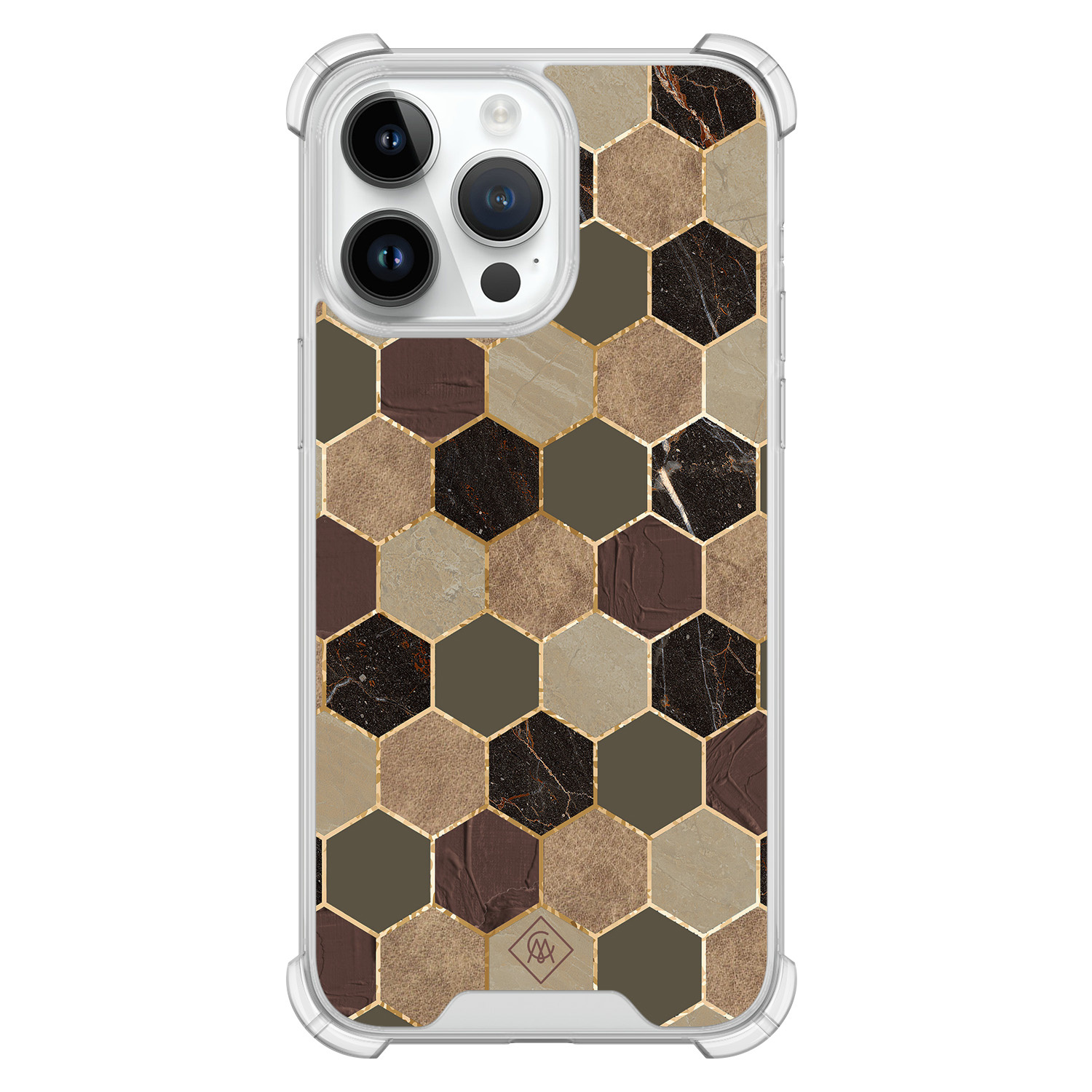 iPhone 14 Pro Max shockproof hoesje Kubus groen bruin