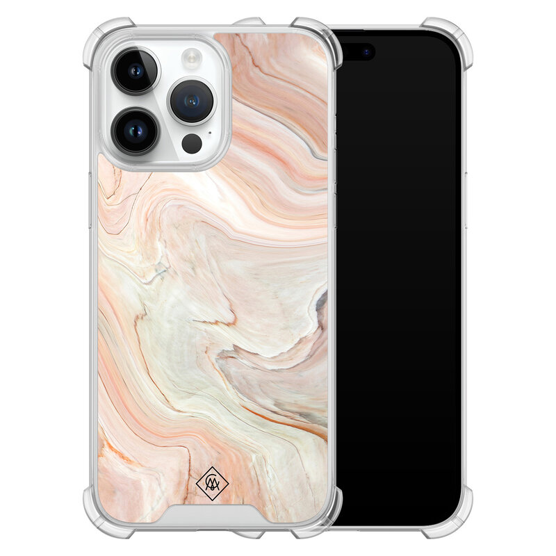Casimoda iPhone 14 Pro Max shockproof hoesje - Marmer waves