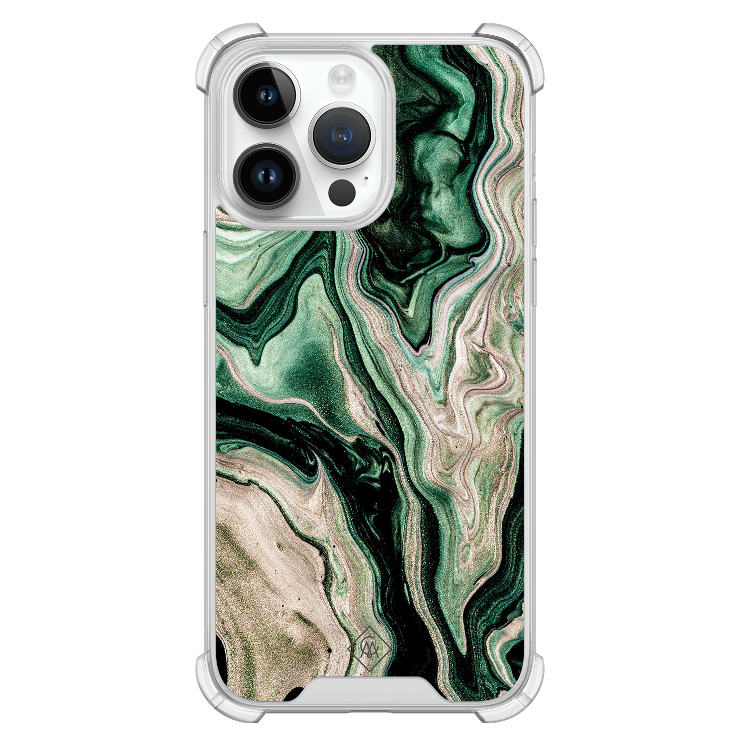 iPhone 14 Pro Max shockproof hoesje - Green waves