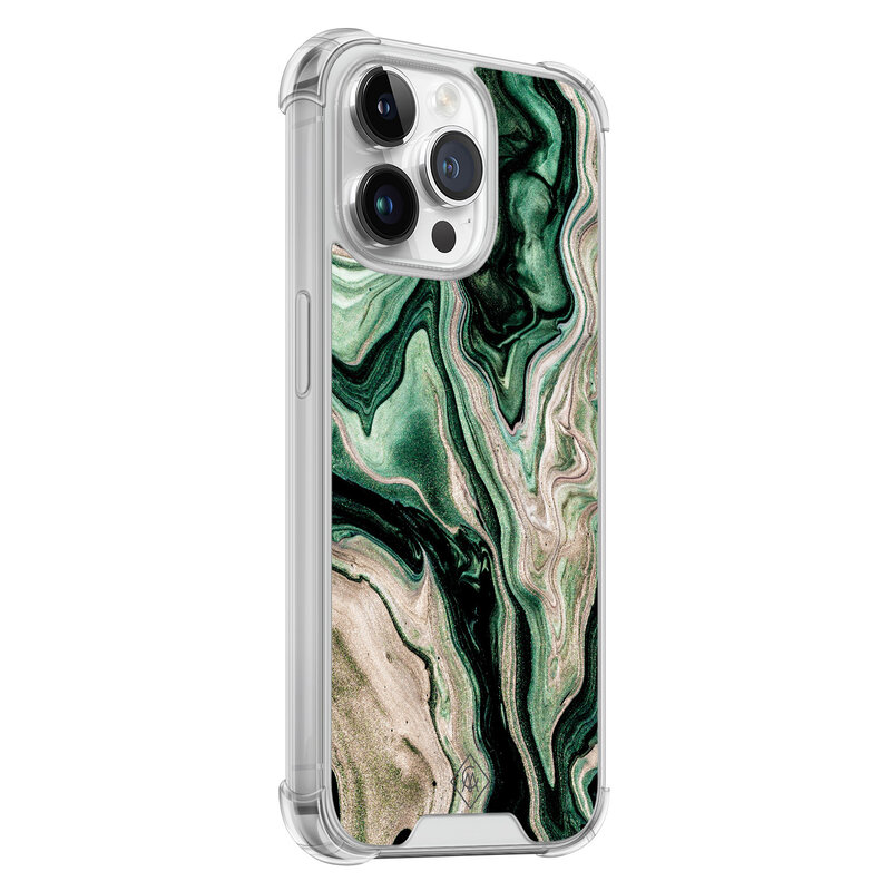 Casimoda iPhone 14 Pro Max shockproof hoesje - Green waves