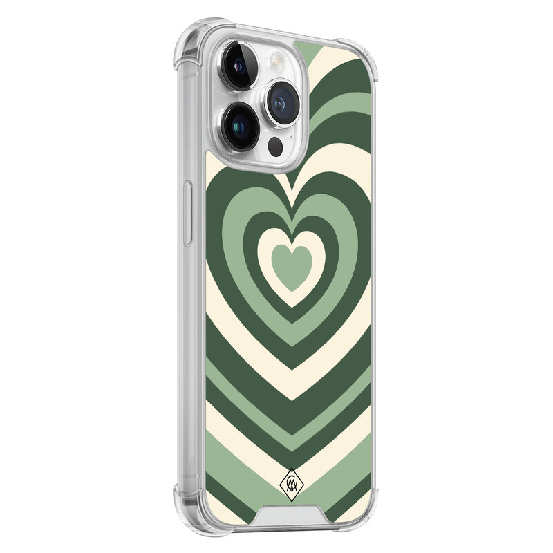 Casimoda iPhone 14 Pro Max shockproof hoesje - Groen hart swirl