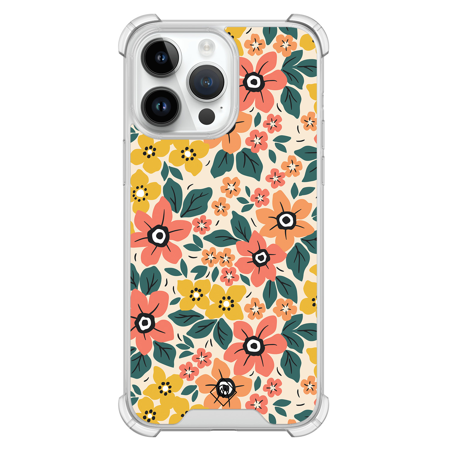 iPhone 14 Pro Max hoesje - Blossom - Casimoda® Shockproof case - Extra sterk - TPU/polycarbonaat - Multi, Transparant