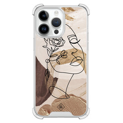 Casimoda iPhone 14 Pro Max shockproof hoesje - Abstract gezicht bruin