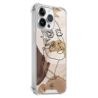 Casimoda iPhone 14 Pro Max shockproof hoesje - Abstract gezicht bruin