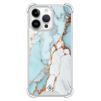 Casimoda iPhone 14 Pro Max shockproof hoesje - Marmer lichtblauw