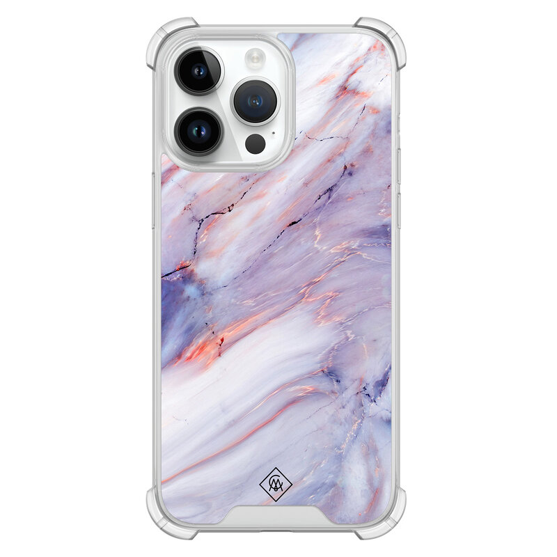 Casimoda iPhone 14 Pro Max shockproof hoesje - Marmer paars