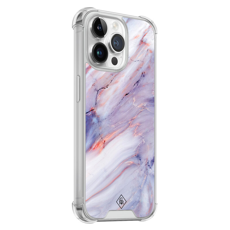 Casimoda iPhone 14 Pro Max shockproof hoesje - Marmer paars