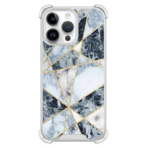 Casimoda iPhone 14 Pro Max shockproof hoesje - Marmer blauw
