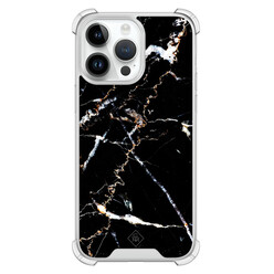 Casimoda iPhone 14 Pro Max shockproof hoesje - Marmer zwart