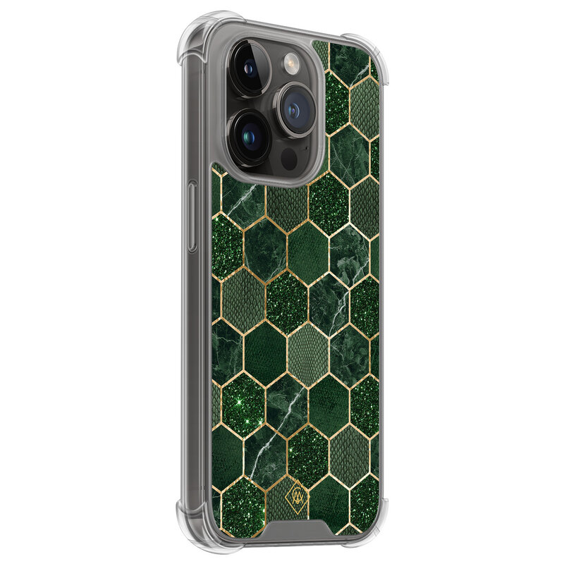 Casimoda iPhone 13 Pro shockproof hoesje - Kubus groen