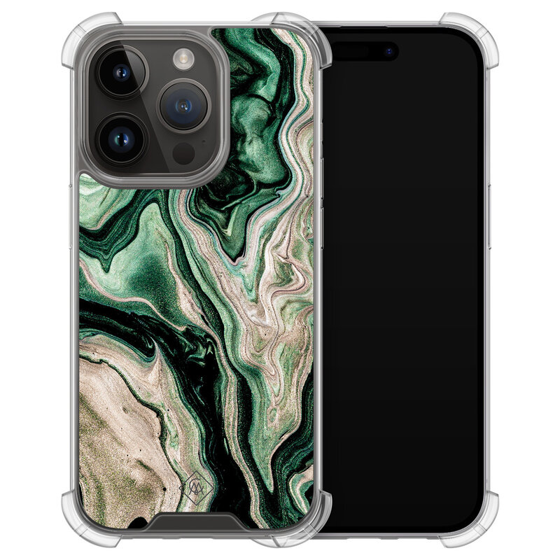 Casimoda iPhone 13 Pro shockproof hoesje - Green waves