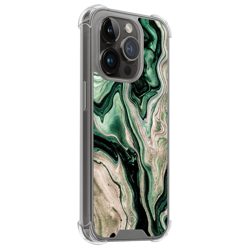 Casimoda iPhone 13 Pro shockproof hoesje - Green waves