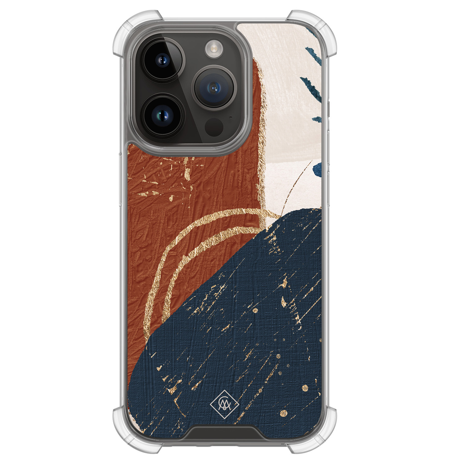 iPhone 13 Pro hoesje - Abstract terracotta - Casimoda® Shockproof case - Extra sterk - TPU/polycarbonaat - Multi, Transparant