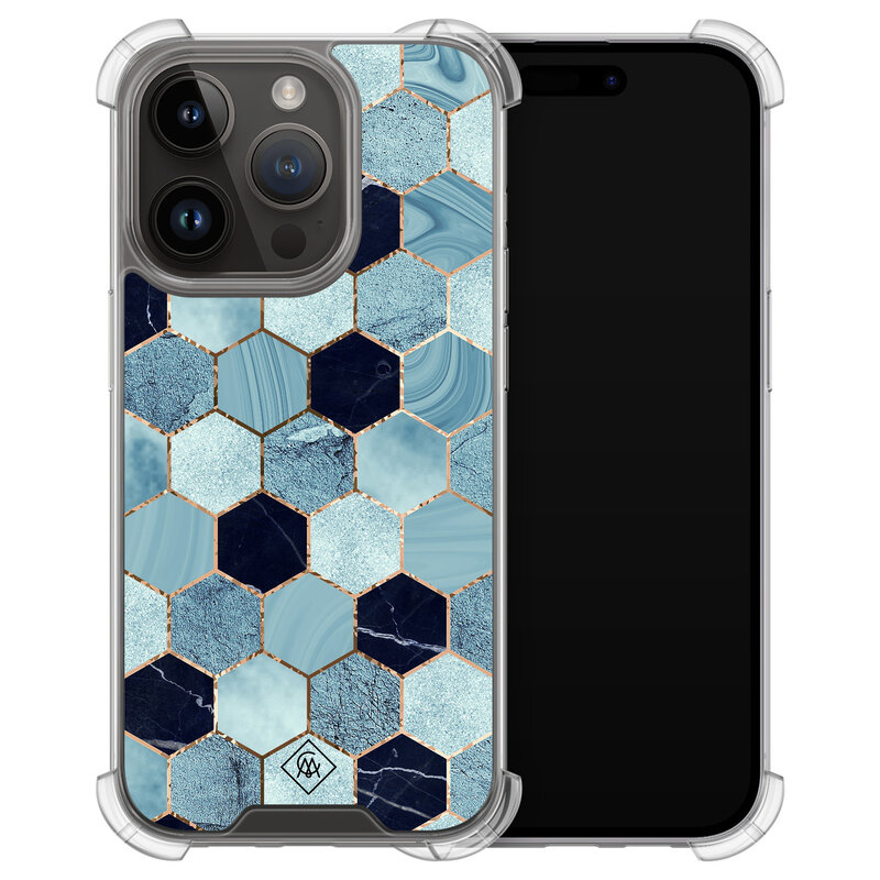 Casimoda iPhone 13 Pro shockproof hoesje - Blue cubes