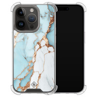 Casimoda iPhone 13 Pro shockproof hoesje - Marmer lichtblauw