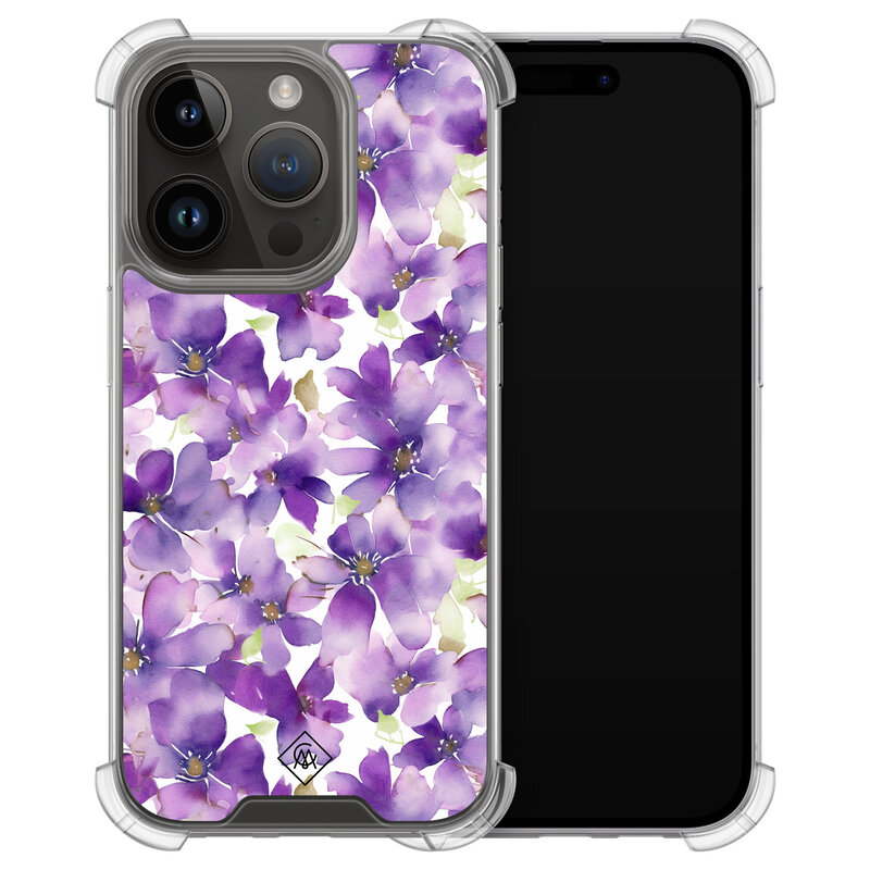 Casimoda iPhone 13 Pro shockproof hoesje - Floral violet