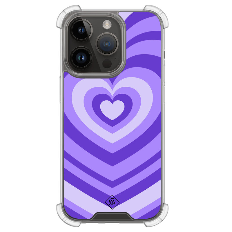 Casimoda iPhone 13 Pro shockproof hoesje - Hart swirl paars