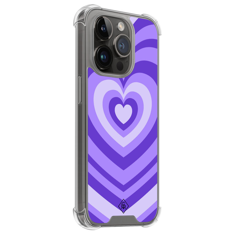 Casimoda iPhone 13 Pro shockproof hoesje - Hart swirl paars