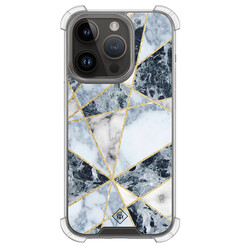 Casimoda iPhone 13 Pro shockproof hoesje - Marmer blauw