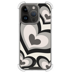 Casimoda iPhone 13 Pro shockproof hoesje - Hart swirl zwart