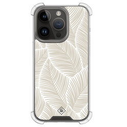 Casimoda iPhone 13 Pro shockproof hoesje - Palmy leaves beige