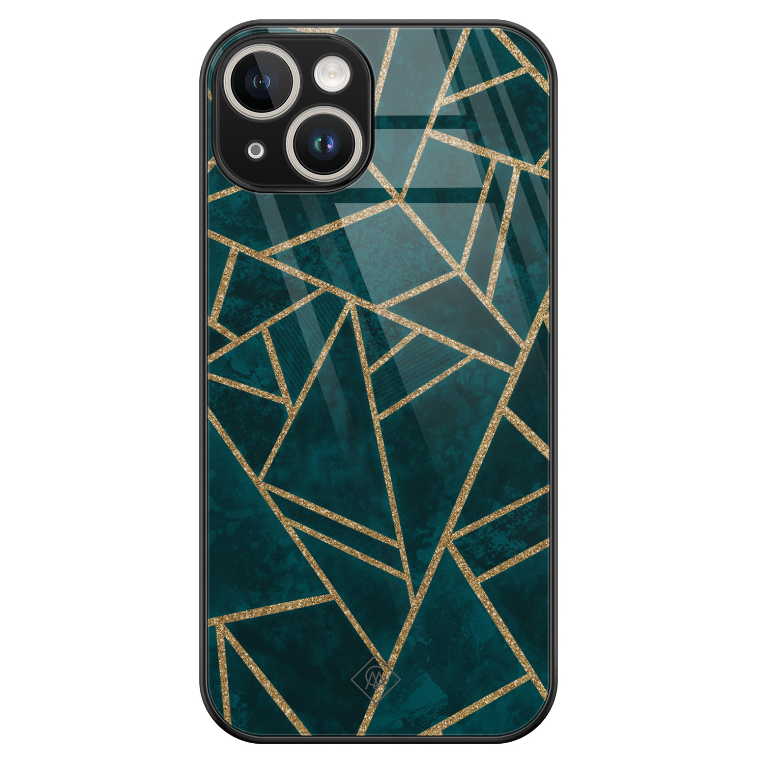 iPhone 13 hardcase - Blue shapes - Blauw - Hard Case Zwart - Backcover telefoonhoesje - Geometrisch patroon - Casimoda®