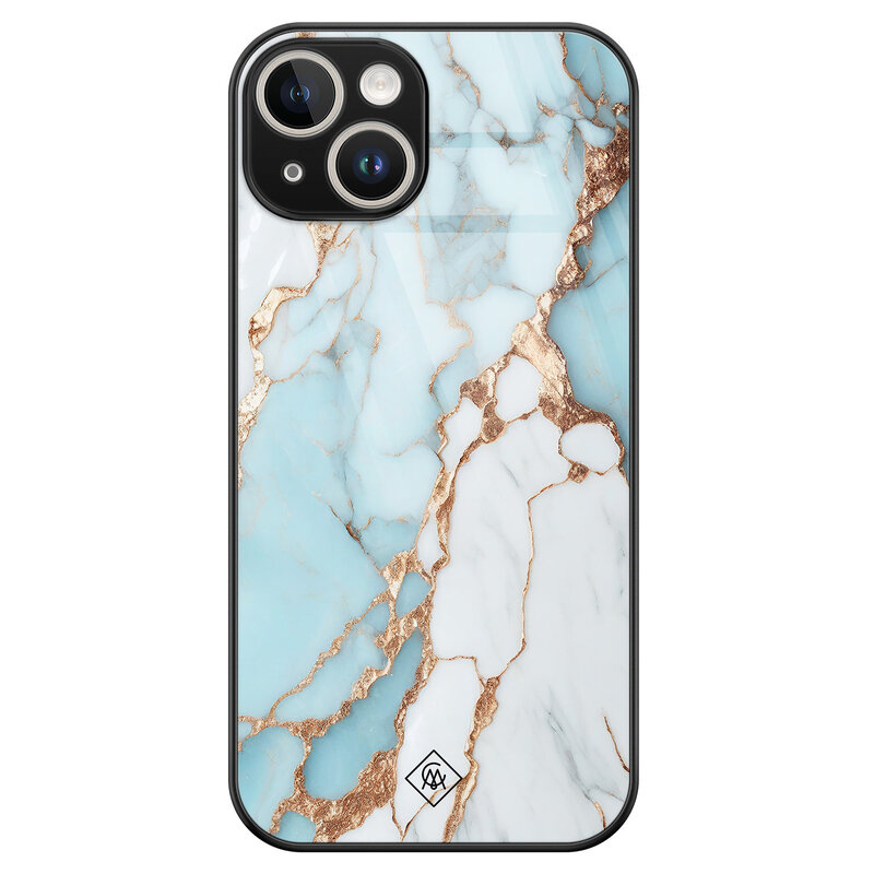Casimoda iPhone 13 hardcase - Marmer lichtblauw