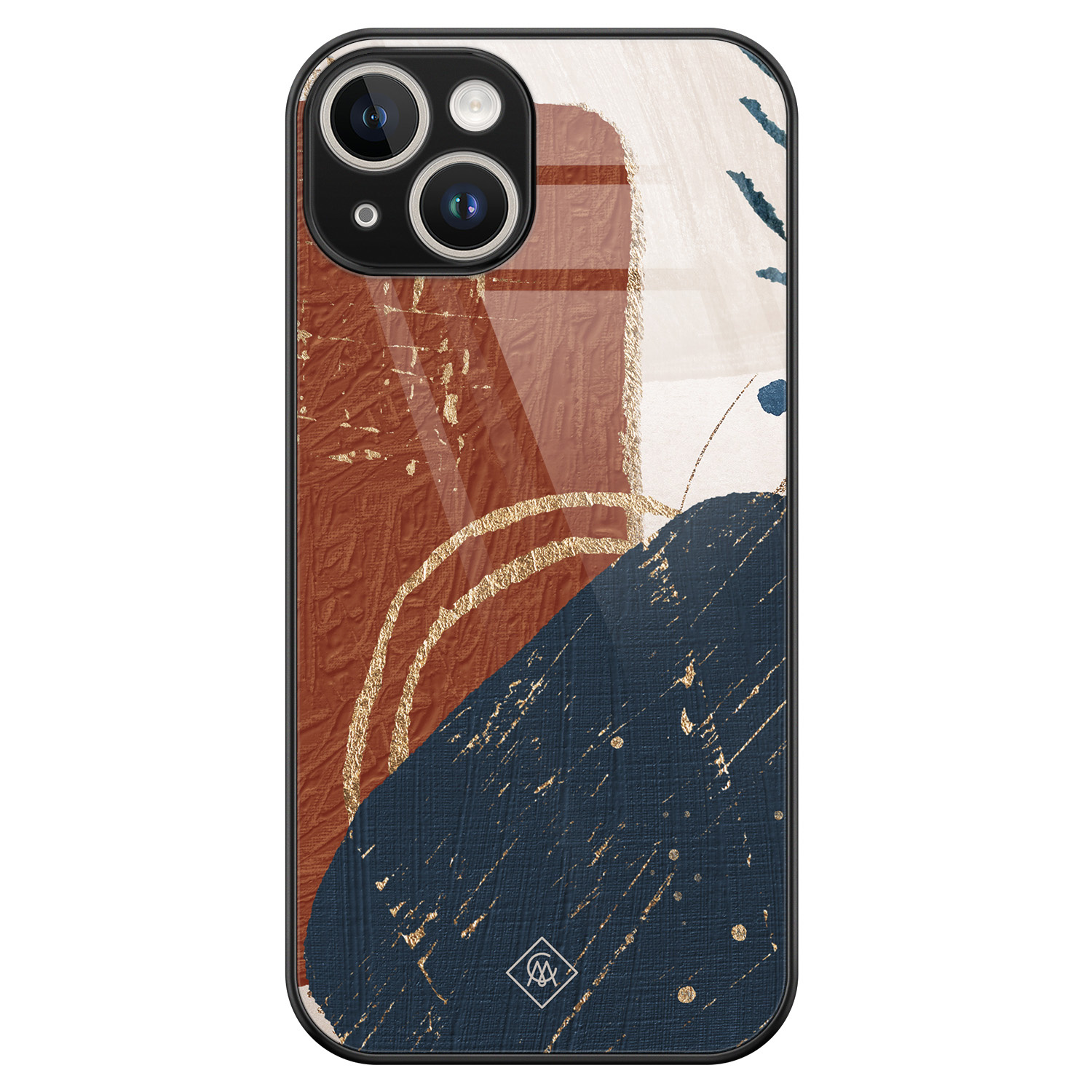 iPhone 13 hardcase - Abstract terracotta - Multi - Hard Case Zwart - Backcover telefoonhoesje - Geometrisch patroon - Casimoda®