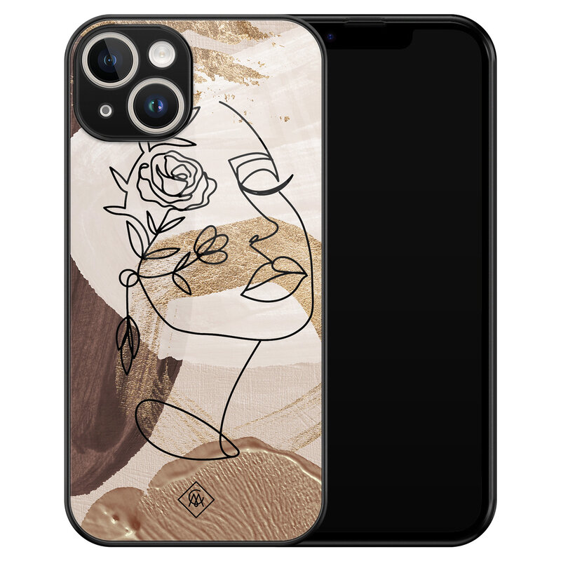 Casimoda iPhone 13 hardcase - Abstract gezicht bruin