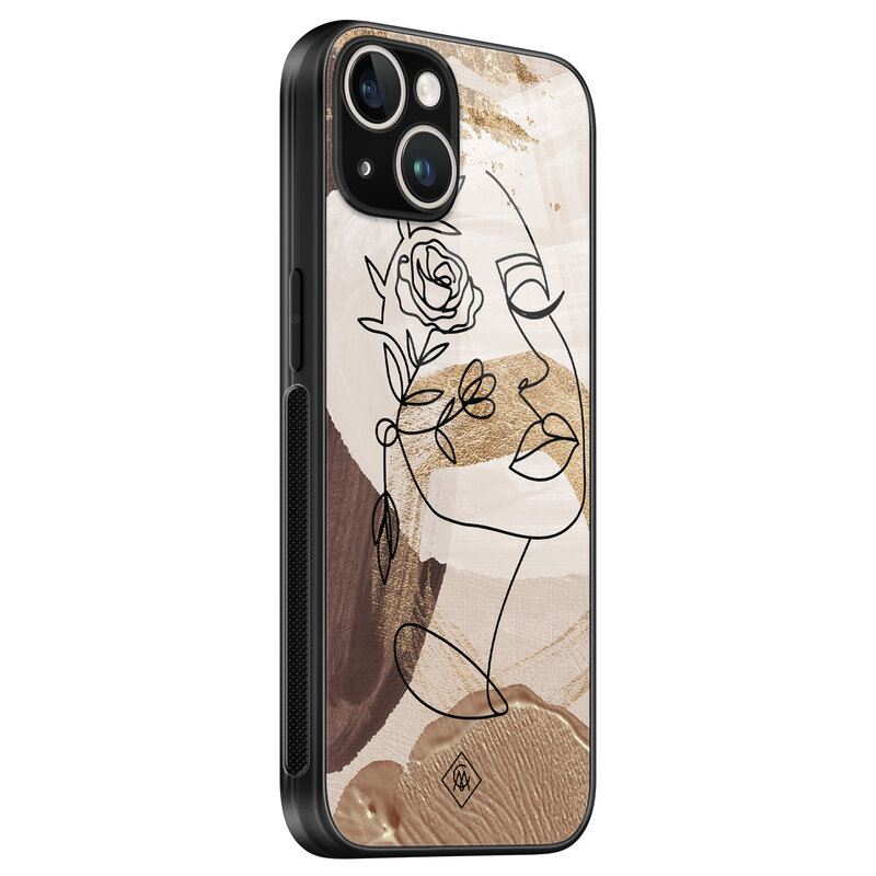 Casimoda iPhone 13 hardcase - Abstract gezicht bruin