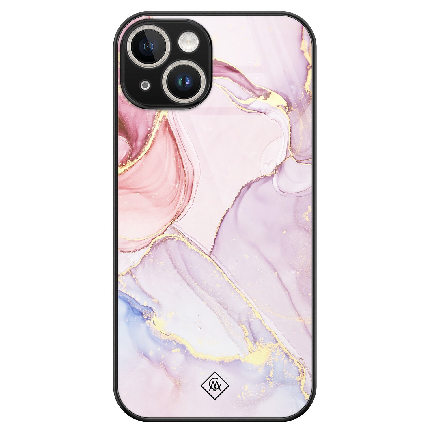 iPhone 13 hardcase - Marmer roze paars - Paars - Hard Case Zwart - Backcover telefoonhoesje - Marmer - Casimoda®